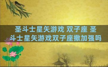 圣斗士星矢游戏 双子座 圣斗士星矢游戏双子座撒加强吗